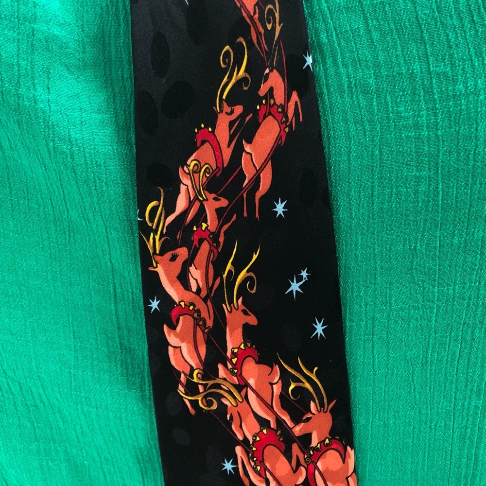 Mens Christmas silk tie by Addison one size - Picture 3 of 6